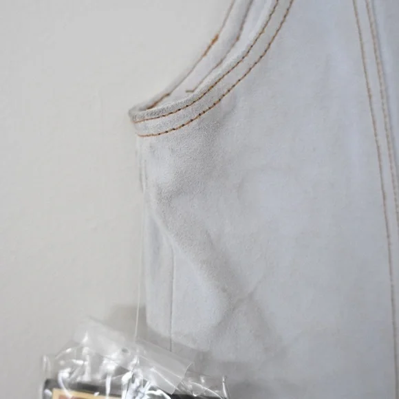 Vintage NWT Braefair Women's Sm Genuine Leather Set - Skirt & Vest White Suede - Picture 10 of 16